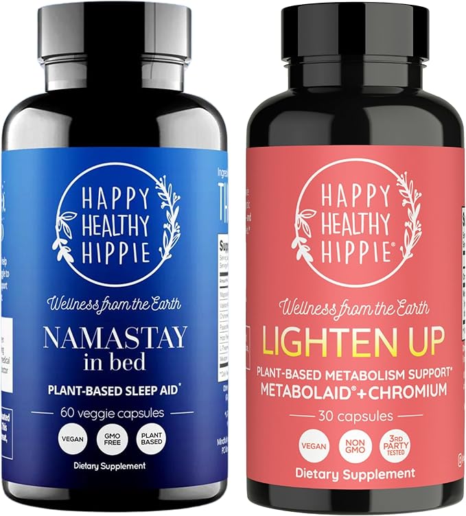 Happy Healthy Hippie Lighten Up Weightloss Supplement (Metabolaid™ + Chromium) &amp Namastay Natural Sleep Aid