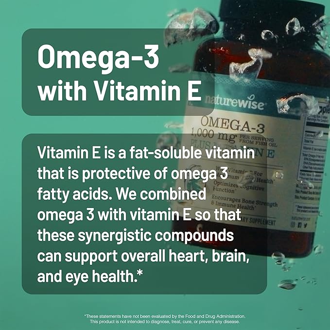 NatureWise [1 Multivitamin for Women Stress Support &amp Natural Minerals - 60 Capsules[30-Day Supply] + [1] Omega 3 Fish Oil 1000mg + Vitamin E - Wild-Caught - 60 Softgels[30-Day Supply]