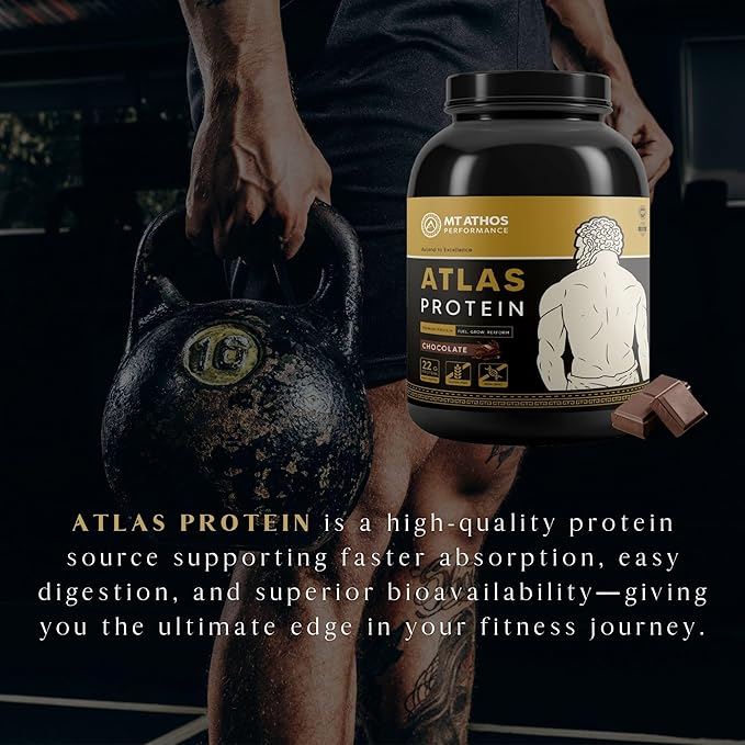 Atlas Chocolate Protein Powder | Goat Milk Whey with Casein Protein | 22 g Protein per Serving | Chocolate | 28 Servings