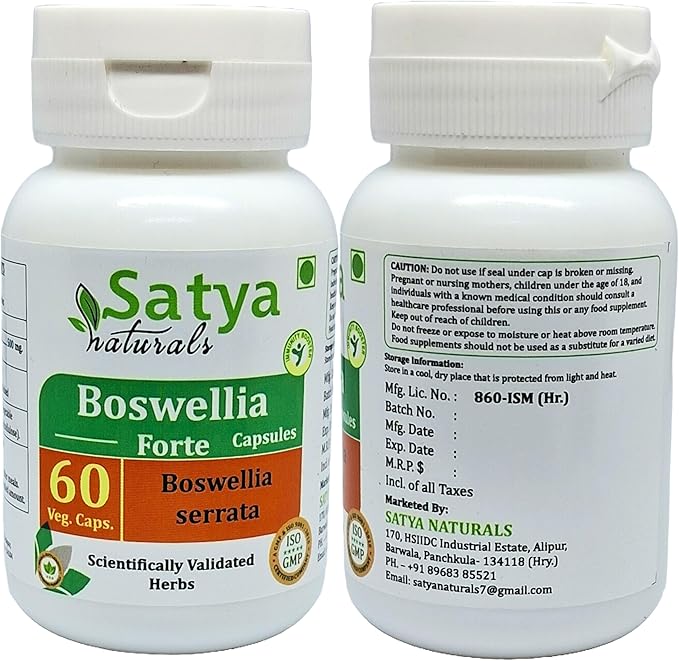 Boswellia Forte Capsules 500 mg. 60 Veg. Capsule | Boswellia (Boswellia Serrata) Extract Capsules for Men and Women | Ayurvedic Herbal Supplement/Remedies | 10:1 Forte (2 Bottles of 60 Capsules)
