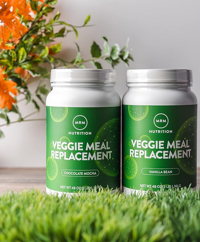 MRM Nutrition Veggie Meal Replacement Protein - Vanilla Bean Flavored 22g Vegan Protein for Women &amp Men Macronutrient Formula with Enzymes &amp Amino Acids - 28 servings
