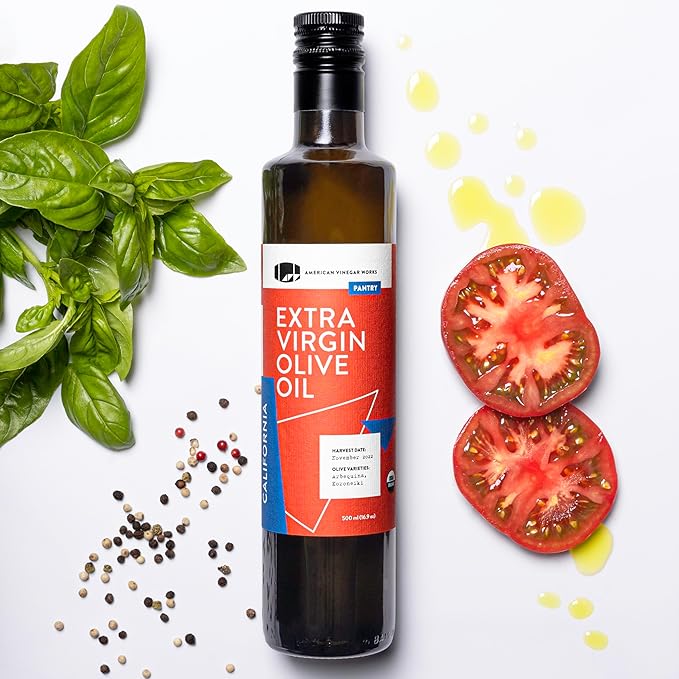 American Vinegar Works - Organic Extra Virgin Olive Oil &amp Red Wine Vinegar - 8.5oz of Red Wine Vinegar and 16.9oz of EVOO - Perfect ratio for Salad Dressing Marinades and More! Great Gift Giving