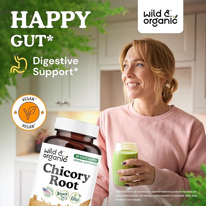 Wild &amp Organic Chicory Root 120 Capsules &amp Inulin 120 Capsules