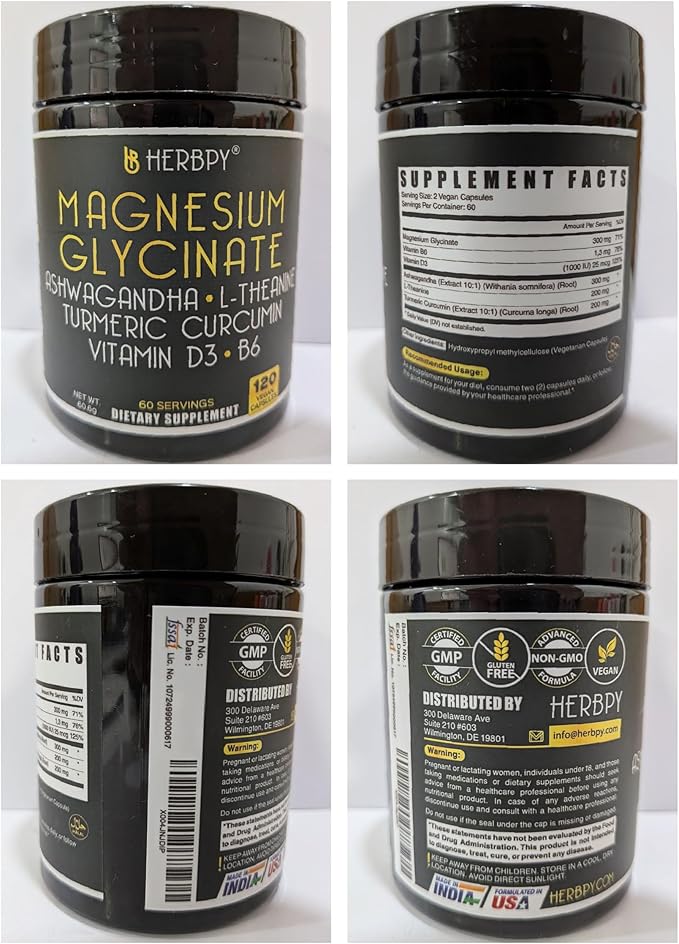 Bundle 6in1 Magnesium Glycinate Supplements &amp 5in1 Ashwagandha Shilajit Supplements