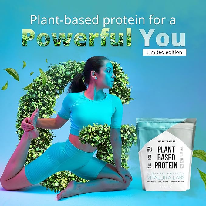 Plant-Based Protein Powder – Vegan Protein Powder Made from Pea Rice &amp Pumpkin - No Added Sugar - No Artificial Ingredients - Tiramisu - 15 Servings