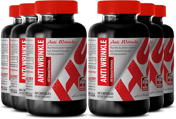 Anti-Wrinkle Supplement - Turmeric Touch Anti-Wrinkle Aloe Vera Collagen-Rich Blend Hyaluronic Acid Moisture Natural Anti-Wrinkle Blend Green Tea Infusion Grape Seed Glow 3Bot