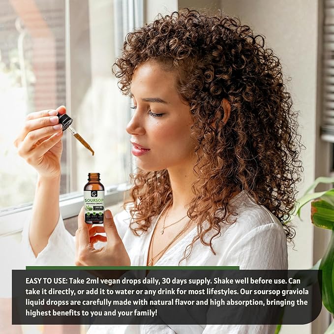 (2 Pack) Soursop Graviola Liquid Drops 1800mg 98% Absorption Soursop Bitters Liquid for Cell Support &amp Regeneration Immune Boost Relax Liver and Sleep Herbal Goodness Gluten Free 1 Fl Oz