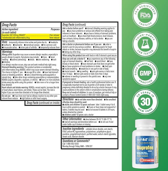 HealthA2Z® Total Home Relief &amp Vitality Bundle | Cold &amp Allergy Tablets (72 Count) + Ibuprofen 200mg (250 Count) + Vitamin D3 (5000 IU) + K2 MK-7 Softgels with Virgin Coconut Oil (90 Count)