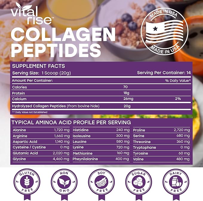 Naturally-Sourced Hydrolyzed Collagen Powder - Hair Skin Nail and Joint Support - Type I &amp III Grass-Fed Collagen Supplement for Women | Non-GMO Dairy-Free | 9.88 Oz (280g) Unflavored