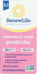 Renew Life Women's Probiotic Capsules 50 Billion CFU Guaranteed Supports pH Balance Vaginal Urinary Digestive and Immune Health(2) L. Rhamnosus GG Dairy Soy and Gluten-Free 30 Count
