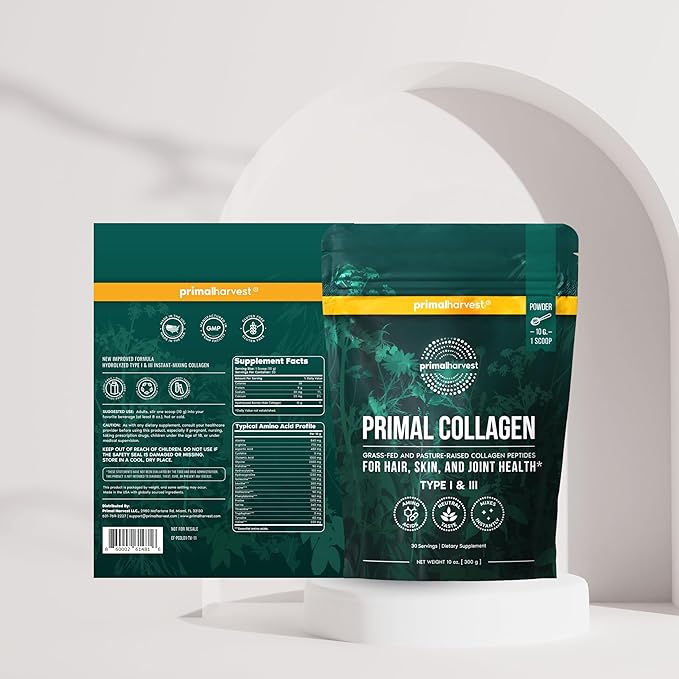 Primal Harvest Collagen Powder &amp Vision Supplements for Women and Men Vision and Eye Support Complex with Lutein Zeaxanthin Bundle