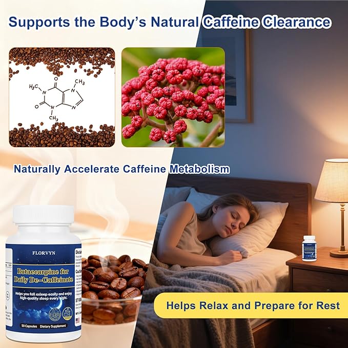 Rutaecarpine Supplement for Coffee Lovers – De-Caffeinate Naturally Derived Formula Supports the Body’s Caffeine Metabolism – Non-Habit Forming Helps Maintain a Calm &amp Relaxed State