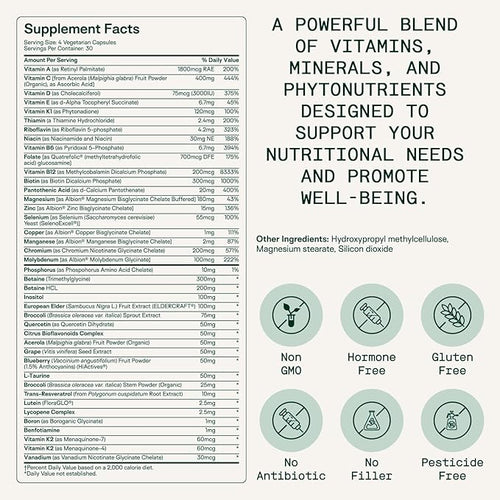 Adapt Naturals Daily Vitality Bundle – Bio-Avail Multivitamin &amp Bio-Acail Myco 8-in-1 Mushroom Complex for Blood Pressure Memory &amp Imune Support – 30-Day Supply