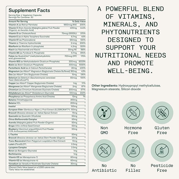 Adapt Naturals Gut &amp Immune Health Bundle – Biome Protect 4-in-1 Prebiotics Probiotics Postbiotics Supplement &amp Bio-Avail Multivitamin for Men &amp Women – 30-Day Supply