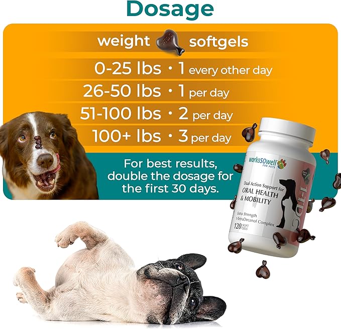 1TDC WorksSoWell Dual Action Joint Supplement For Dogs &amp Cats - Hip And Joint Supplement For Large Breed &amp Small Breed - Also Great For Oral Health - Muscle &amp Stamina Recovery &amp Arthri