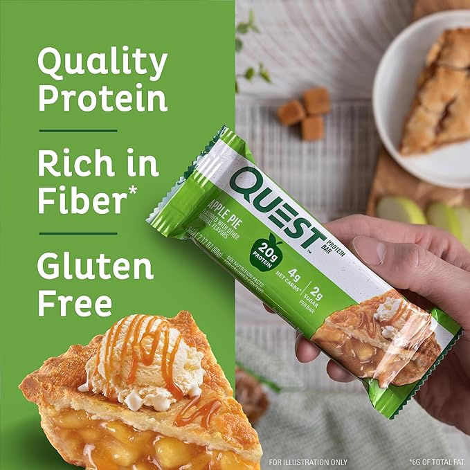 Quest Nutrition Apple Pie Protein Bar 20g Protein 4g Net Carbs 2g Sugar Gluten Free &amp Lemon Cake Protein Bars High Protein Low Carb Gluten Free Keto Friendly 12 Coun