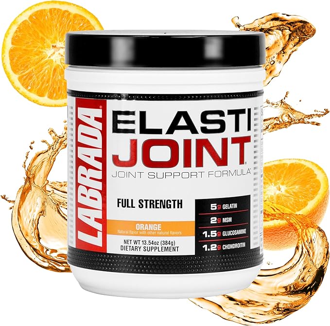 Labrada Nutrition Elastijoint Orange FlavorGlucosamine Joint Support Supplement Powder for Men &amp Women Joint Relief &amp Bone Health Supplement with MSM Glucosamine Chondroitin MSM Gluten-Fre