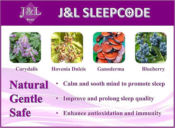 SLEEPCODE J&ampL Natural Supplement for Fast and Relax Sleep (60 Capsules)-L8