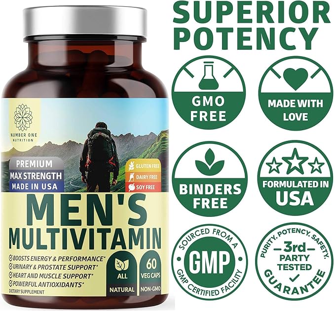 N1N Premium Magnesium Complex and Men's Multivitamins All Natural Supplements to Improve Energy Immunity and Support Bone Muscle and Nerve Function 2 Pack Bundle