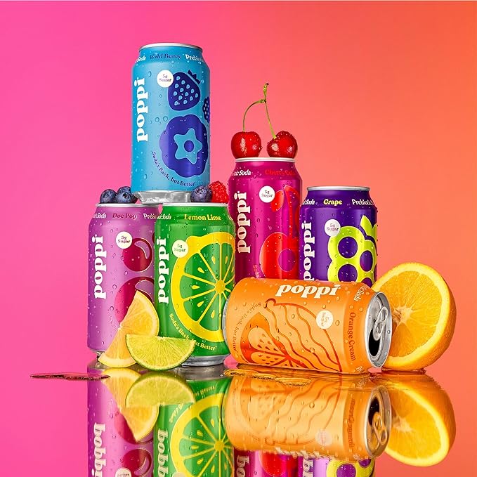 Poppi Sparkling Prebiotic Soda Beverage with Apple Cider Vinegar Seltzer Water and Fruit Juice Crowd Pleasers Variety Pack 12 Fl Oz Pack of 12 Packaging May Vary
