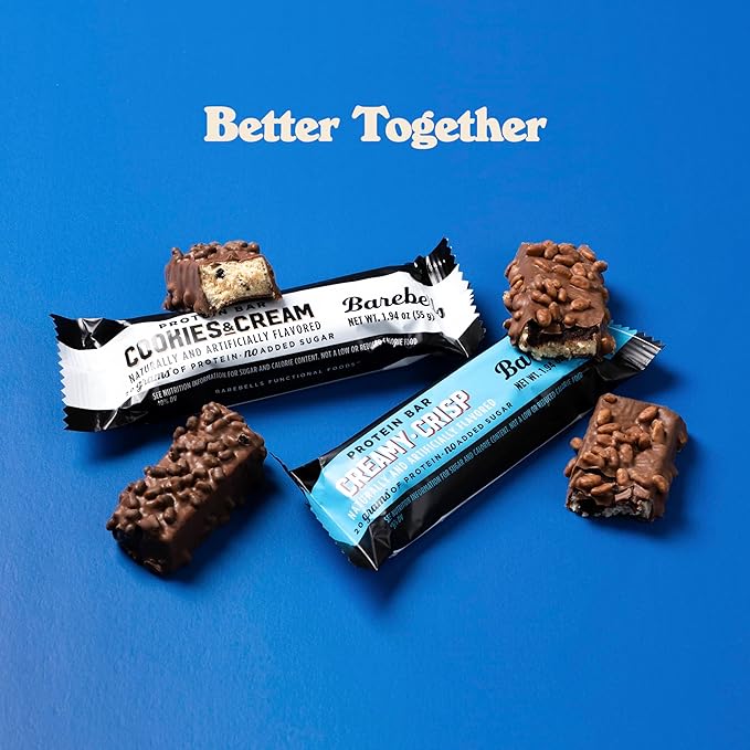 Barebells Protein Bars Combo Pack – 12 Creamy Crisp &amp 12 Cookies &amp Cream (24 bars total) – High Protein Snacks with 20g Protein &amp No Added Sugar – On-the-Go Breakfast or Post-Workout Treat