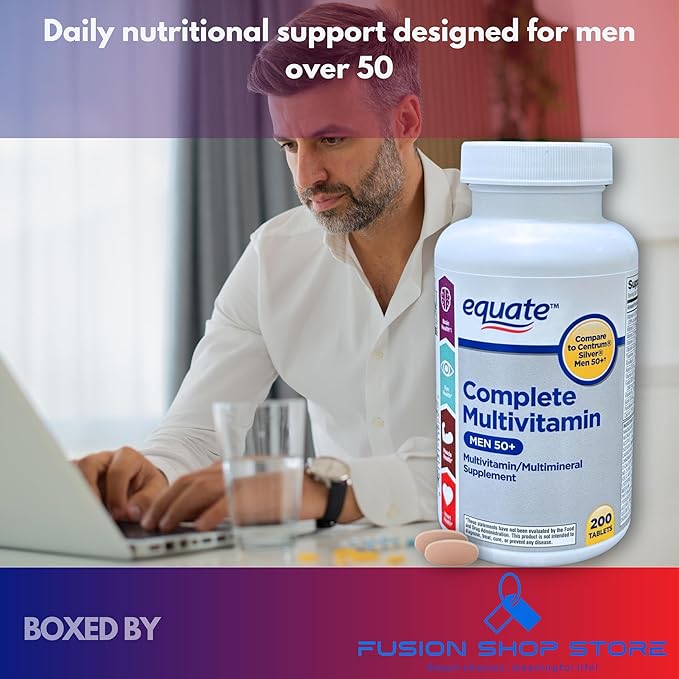 Multivitamin Multimineral for Men 50+ Tablets 200 Count (Pack of 1) Boxed by Fusion Shop Store