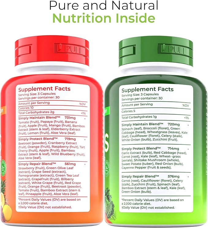 Fruit and Veggies Supplement Capsules | Fruit and Vegetables Capsules Vitamins Maintain Natural BalanceFruits and Vegetables Supplements Supports for Energy LevelsNon-GMO-90 Count(Pack of 6)