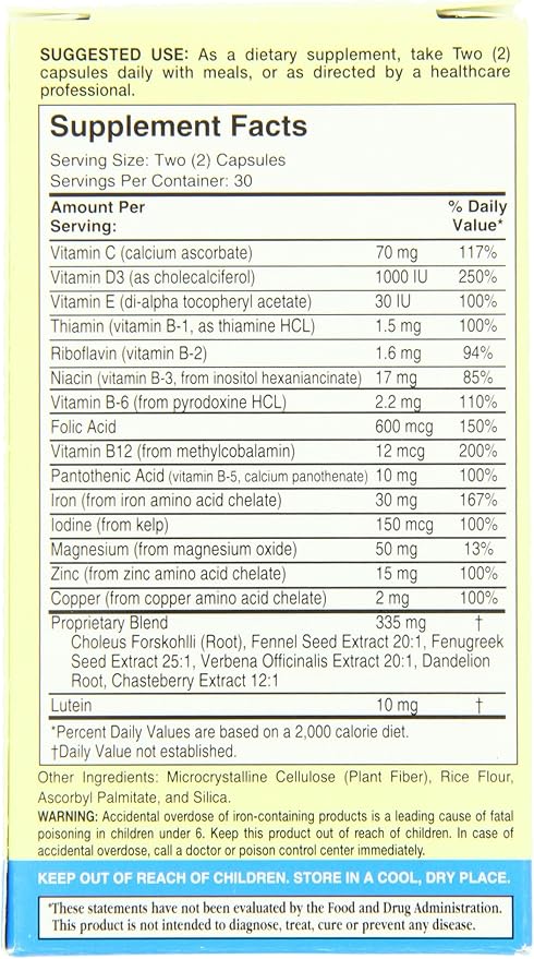 Natures Options Brand New Mother Premium Multivitamin 60-Capsule Bottle (Packaging May Vary)