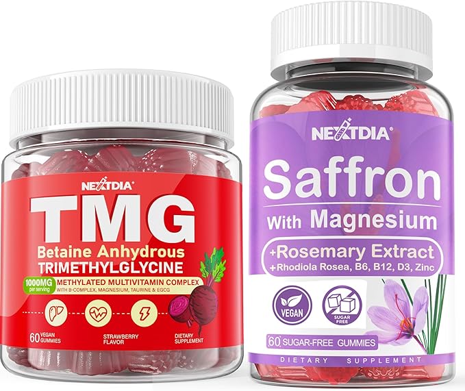 Saffron with Magnesium Glycinate TMG Supplements Gummies 3Pack