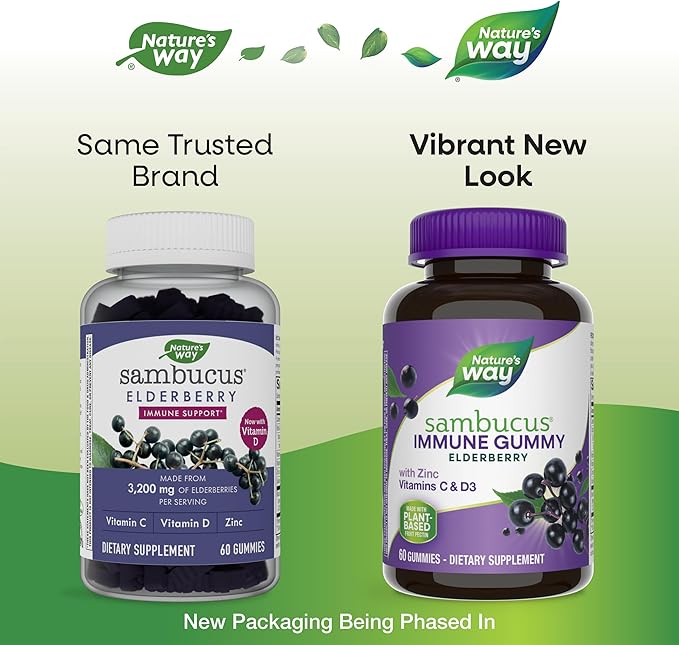Garden of Life Organics Men's Gummy Vitamins Multi Berry 120 Count &amp Nature's Way Sambucus Elderberry Immune Gummies Daily Immune Support for Kids and Adults*