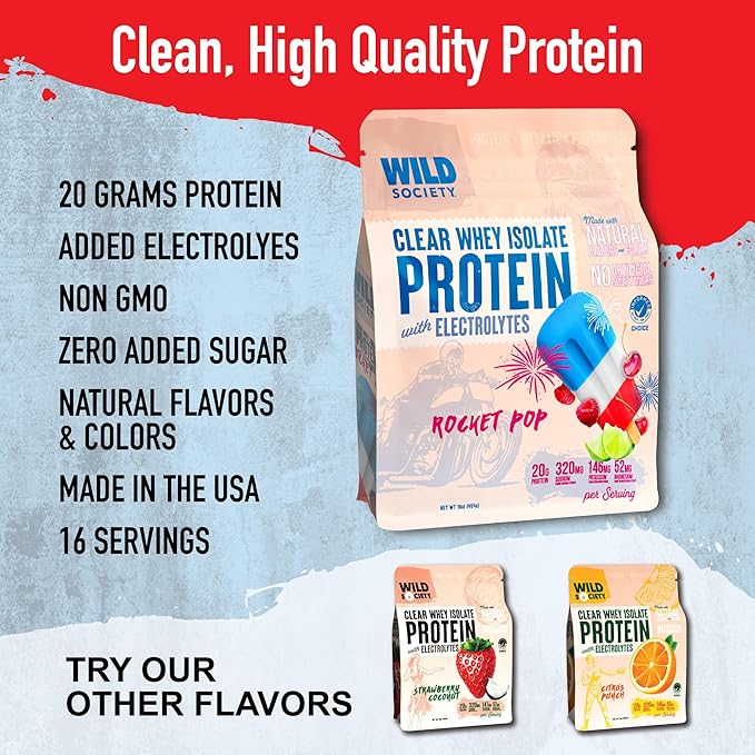 WILD SOCIETY Clear Isolate + Energy Drink Super Combo - Rocket Pop Clear Whey + Blue Razz Energy Drink