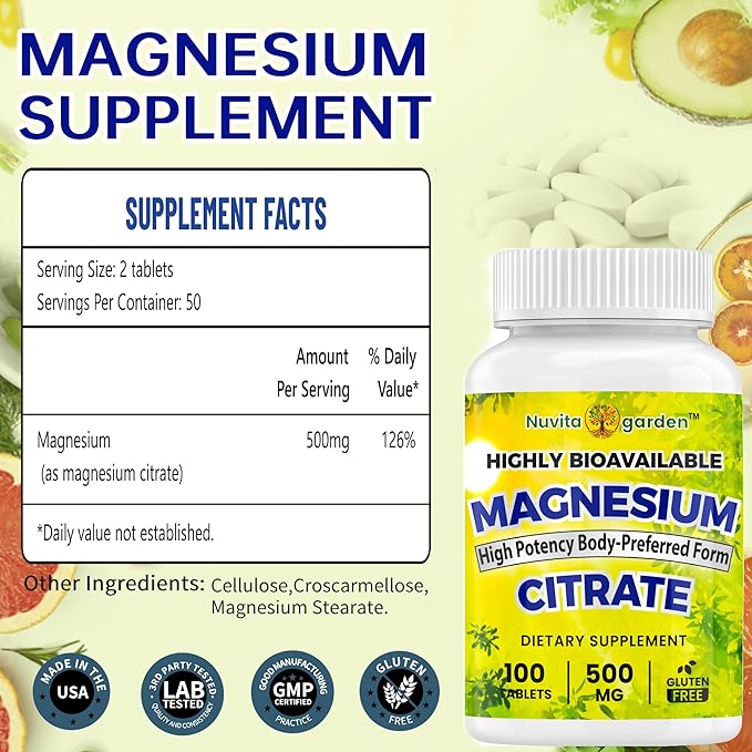 420mg Magnesium Complex + 30mg Vitamin B6 - High Absorbency &amp Gluten-Free Supports Bone Heart Joint Health &amp Sleep with Citrate Malate Glycinate Taurinate Oxide - 120 Caps