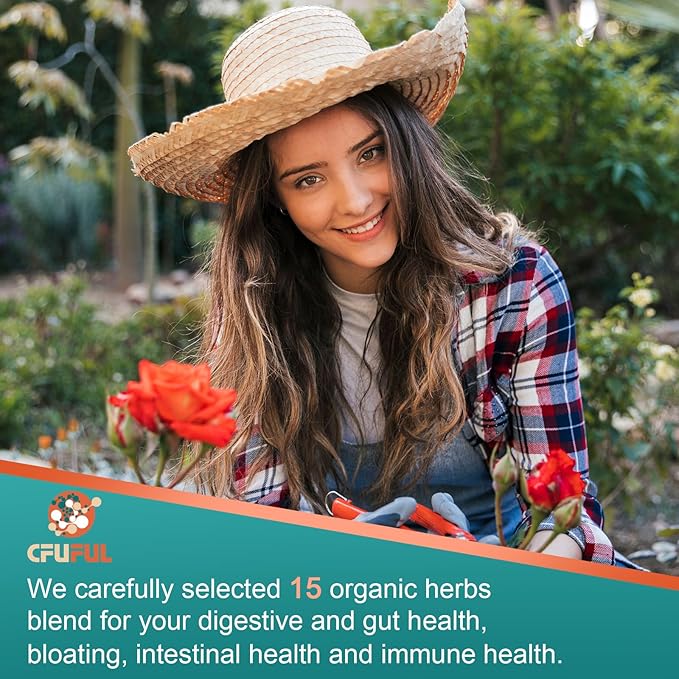 Probiotics for Women &amp Men - 300 Billion CFU 24 Strains Probiotic + 15 Organic Herbs Prebiotics Blend for Overall Digestive Gut Health Immune Constipation &amp Bloating Shelf Stable - 4 Mont
