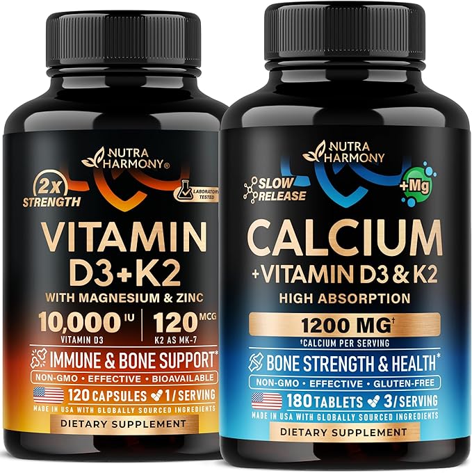 NUTRAHARMONY Vitamin D3 K2 Capsules &amp Calcium Tablets