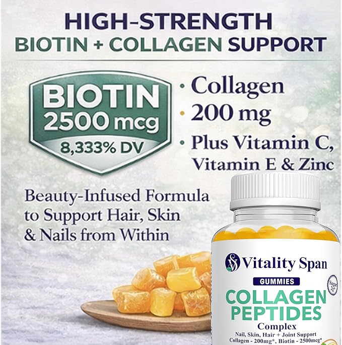 Collagen + Zinc Oyster Extract - Hair Growth Vitamins Gummies + Energy Boost