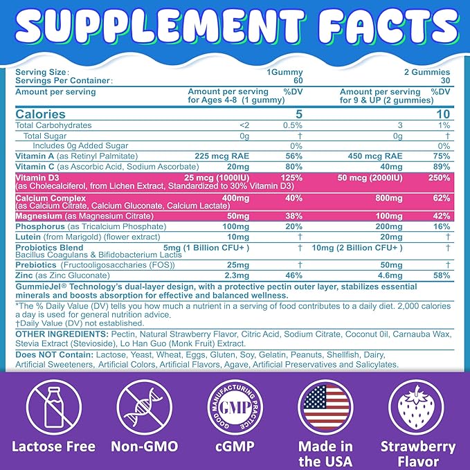 Kids Calcium Gummies + D3 &amp 2 Pack Super Reds Gummies