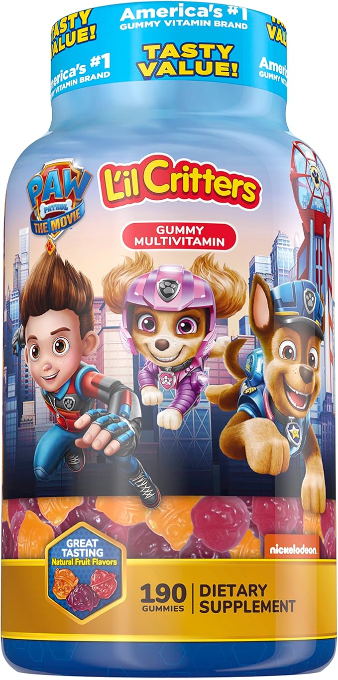 L'il Critters Paw Patrol &amp Gummy Vites Kids Multivitamin Gummies 190 Count Cherry Strawberry Orange Pineapple and Blueberry Flavors