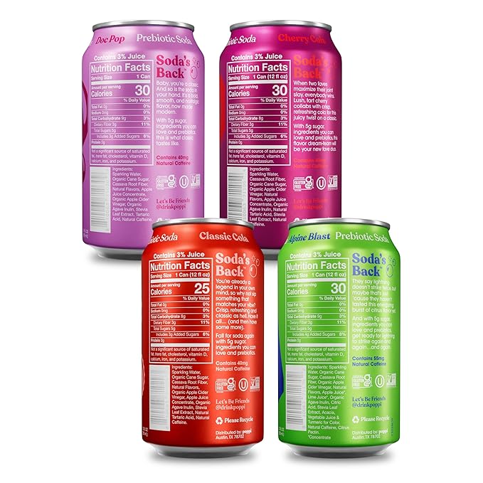 Poppi Sparkling Prebiotic Soda Beverage with Apple Cider Vinegar Seltzer Water and Fruit Juice Soda Staples Variety Pack 12 FL Oz Pack of 12 Packaging May Vary