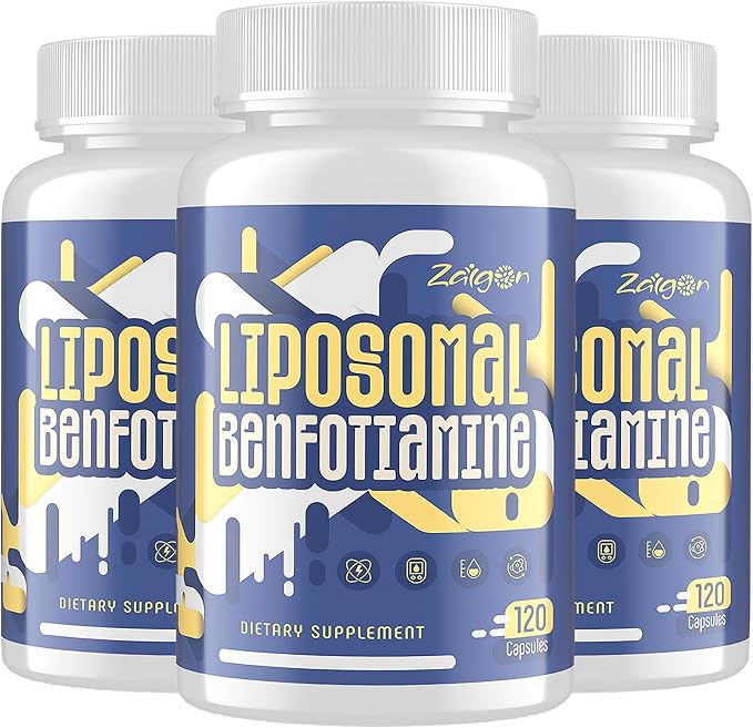 Zaigon Benfotiamine Thiamine Vitamin B1 Supplement 600mg Liposomal Fat Soluble VIT B1 with Alpha-Lipoic Acid for Men &amp Women Energy Boost Glucose Metabolism &amp Nerve Support (360 Vegan Capsu