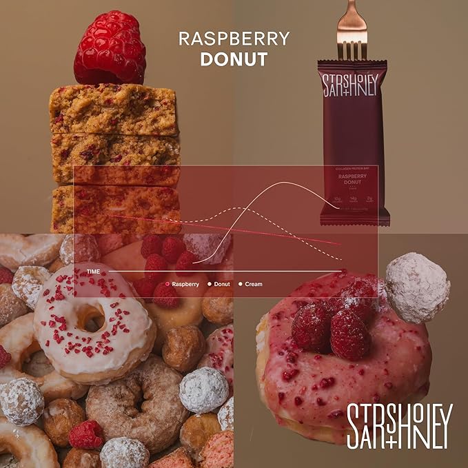 Stars + Honey Protein Bars Raspberry Donut 14g Protein 2g Sugar with Collagen Peptides Dairy Free Soy &amp Gluten Free Snacks for Adults Keto Friendly No Seed Oils or Sugar Alcohols 10 Pack