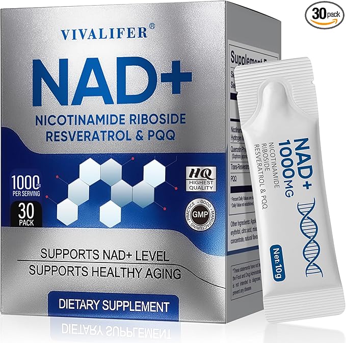 NMNH+ Liquid Supplement 30 Packets Premium Nicotinamide Riboside &amp Resveratrol with PQQ Promotes Anti-Aging Metabolism Support Focus &amp Energy Boost