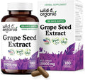 Wild &amp Organic Grape Seed Extract Capsules - 20000 mg Strength Grapeseed Extract Equivalent - 95% Polyphenols - 400 mg per Serving - 180 Vegan Capsules - 6 Month Supply - Non-GMO