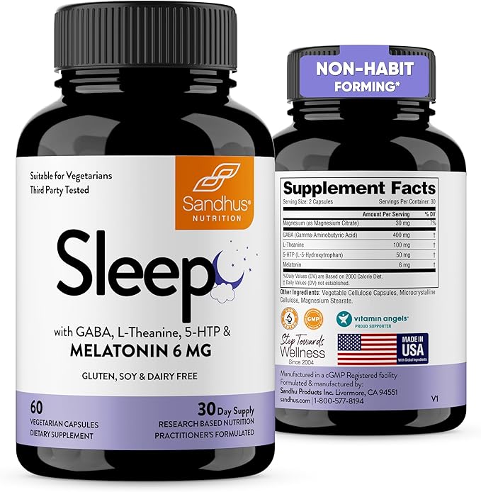 Sandhu's Zinc Quercetin 120 Count (Pack of 2) &amp Sleep 60 Capsules –Non-Habit Forming 5-in-1 Sleep Aid Supplement| Supports Immune Health &amp Aids Restful Sleep