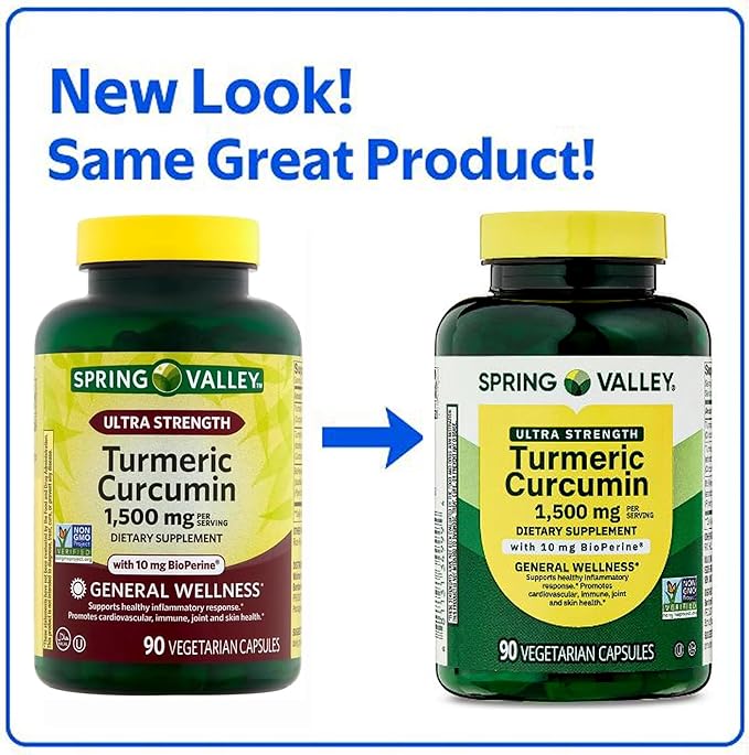 Turmeric Curcumin General Wellness Dietary Supplement Vegetarian Capsules 1500 mg 90 Count