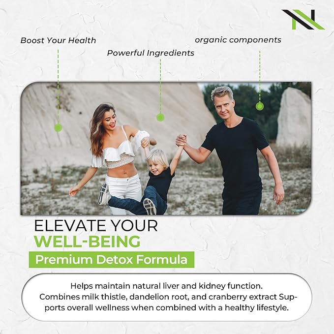 DetoxNextGen Advanced Fast-Acting Detox Liver &amp Kidney Support Supplement with Milk Thistle &amp Dandelion Root - Promotes Natural Cleansing &amp Toxin Removal Dietary Supplement | 60 Capsules