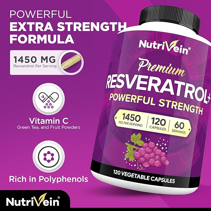 Nutrivein Premium Ashwagandha Capsules &amp Resveratrol Supplement Bundle: High-Absorption Resveratrol Capsules and Ashwagandha Supplements for Balance Vitality &amp Repair