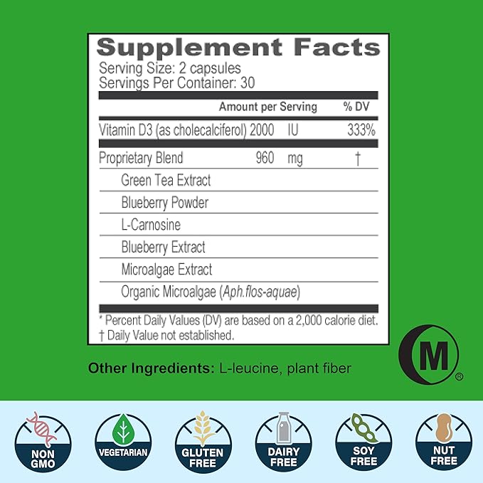New Earth Renew - Support Cellular Health &amp Healthy Aging | Stem Cell Support Supplement with Antioxidants Superfoods &amp Vitamin D3-60 Capsules