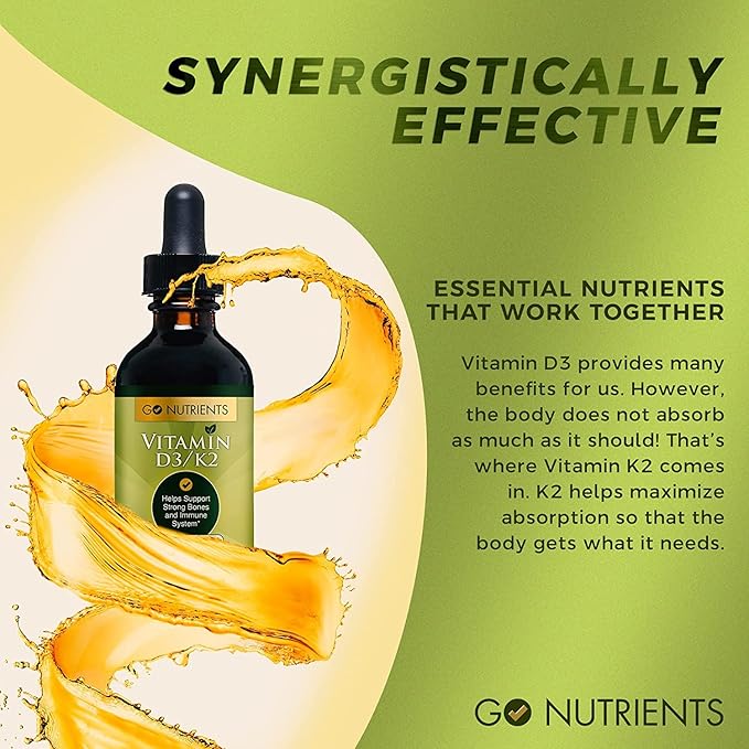 Go Nutrients Liquid Vitamin D3 with K2 (MK-7) Drops &amp Prostate Edge Prostate Supplement for Men with Pygeum and Saw Palmetto Extract Vitamin D3 and K2 Liquid Vitamin Drops That Help Emotional Stat