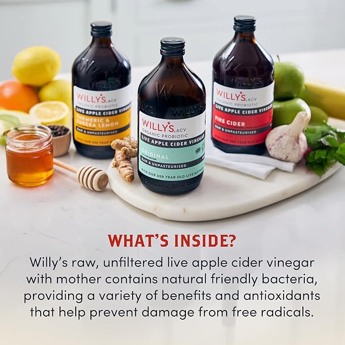 Willys Apple Cider Vinegar With The Mother Glass Bottle 1 Litre