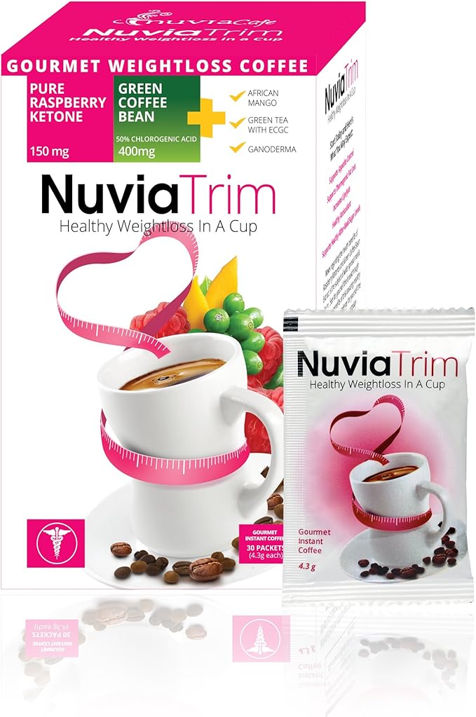 Nuvia Trim - Gourmet Instant Coffee for Weight Loss with Garcinia Cambogia Raspberry Ketones and Green Coffee Bean Extract Vegan No Sugar or Dairy Great for Iced Coffee 0.15oz packets(30 ct.)